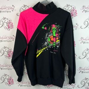 AMPAS sportswear ski sweater neon vintage retro Black and Pink Graphic Sweater